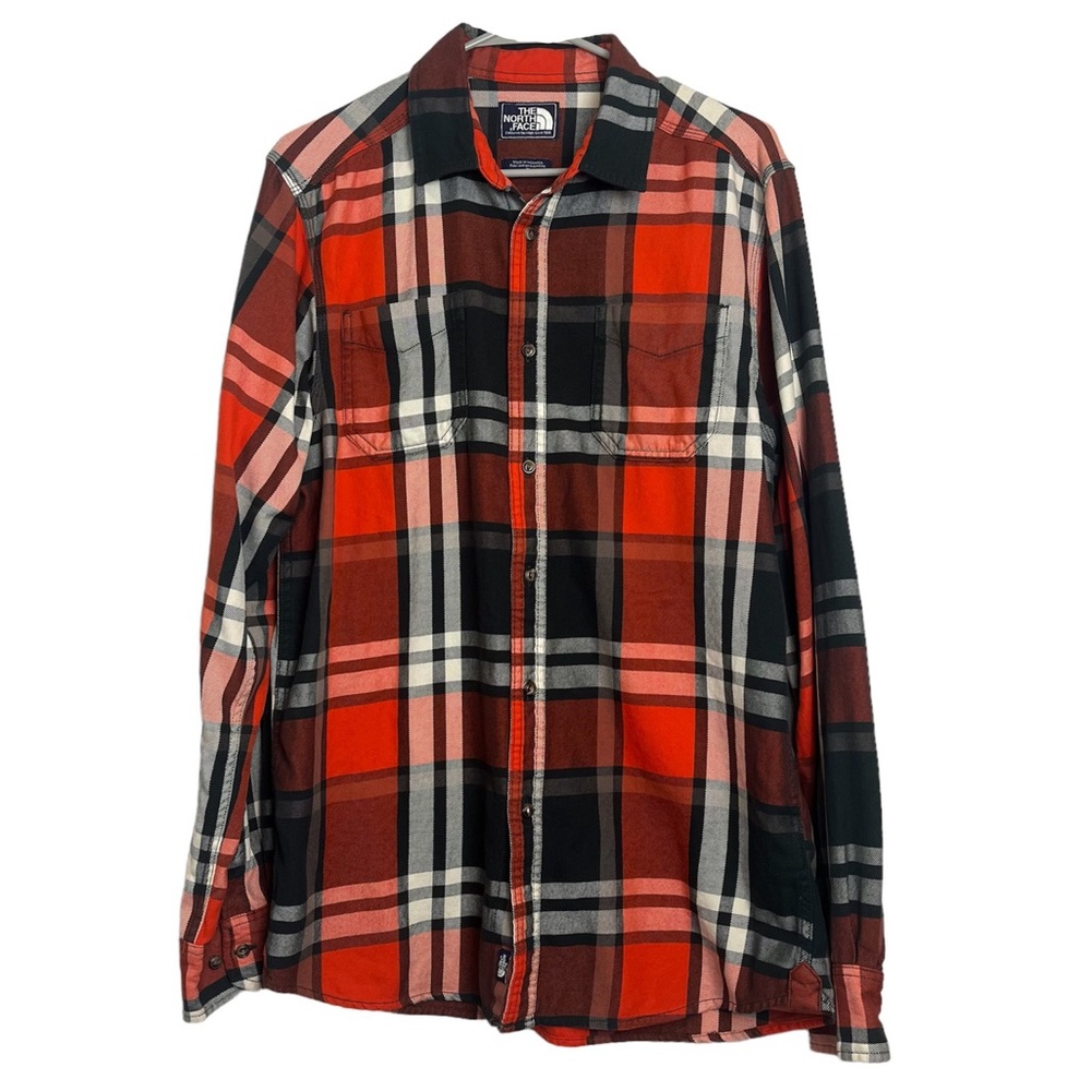 North Face Fall Flannel Orange Green Men’s Size Medium